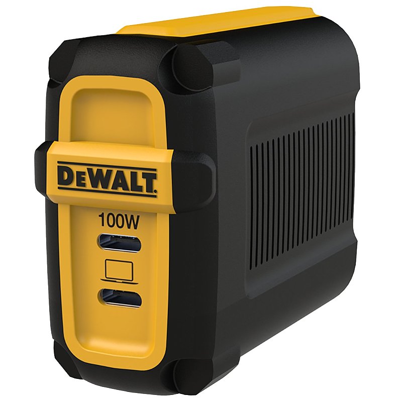 DEWALT 131 0874 DW2 2-Port Wall Charger, Type C Plug, Black/Yellow