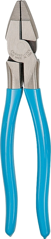 CHANNELLOCK 368 Lineman's Plier, 8.38 in OAL, 0.6 in Cutting Capacity, 0.33 in Jaw Opening, Blue Handle, 1.12 in W Jaw