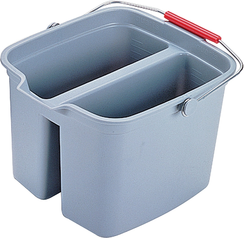 Rubbermaid 261700GRAY Double Bucket, 17 qt Capacity, Rectangular, Plastic Wringer, Gray