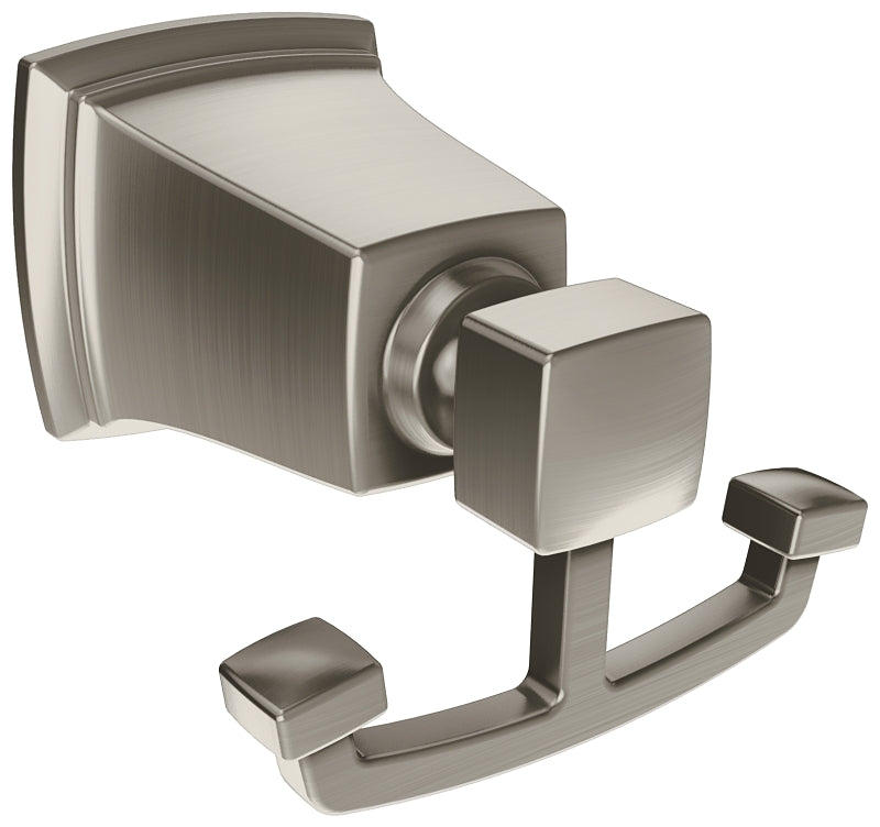 Moen Boardwalk Series Y3203BN Robe Hook, 2-Hook, Zamac, Brushed Nickel, Surface Mounting