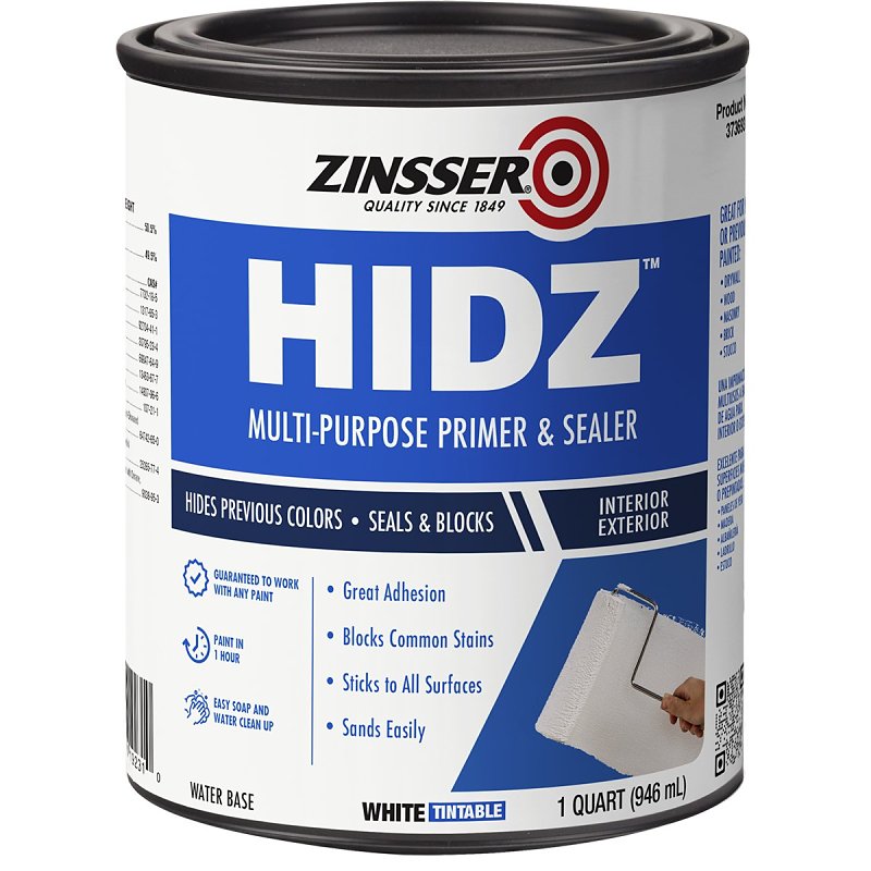 Zinsser HIDZ Series 373693 Primer and Sealer, White, 1 qt