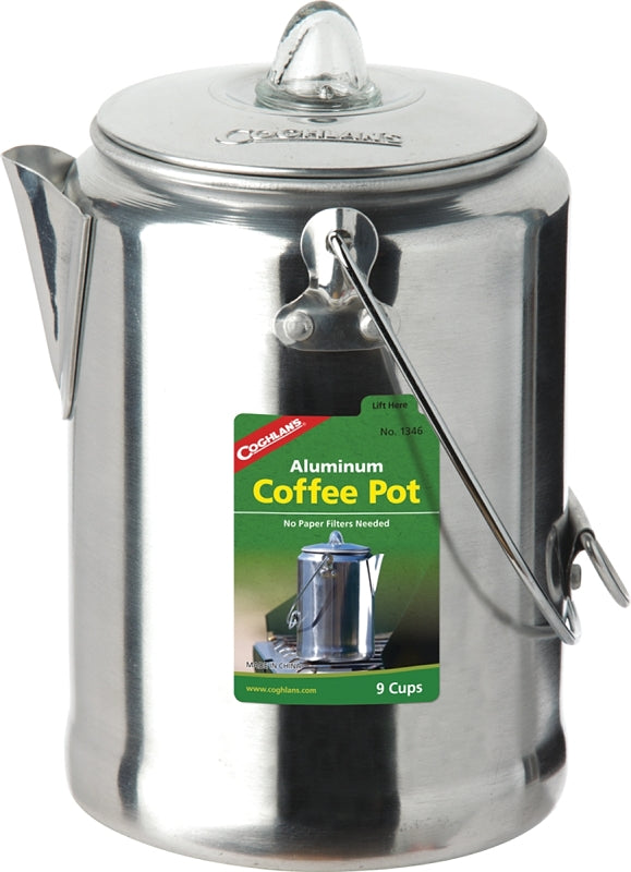 Coghlan's 1346 Coffee Pot, 9 Cups, Aluminum, Silver