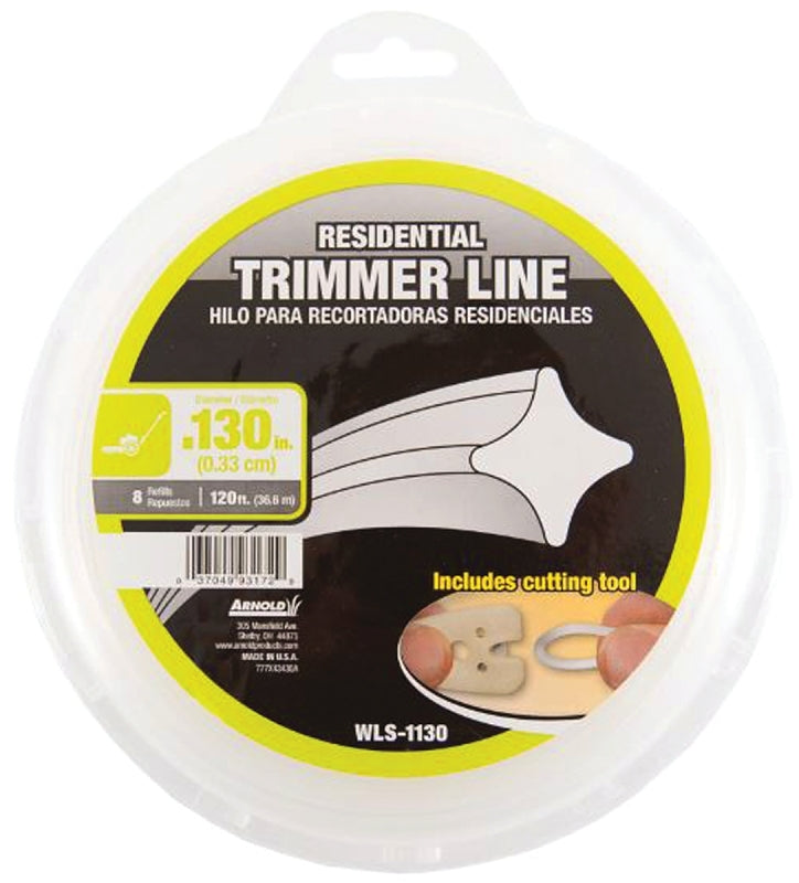 ARNOLD WLS-1130 Trimmer Line, 0.13 in Dia, 120 ft L, Nylon