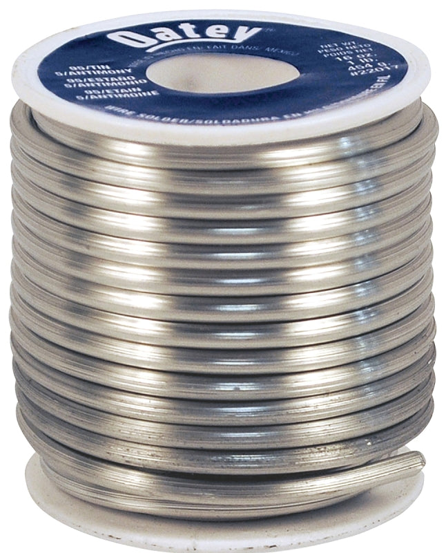 Oatey 22018 Plumbing Wire Solder, 1 lb, Solid, Silver, 450 to 464 deg F Melting Point