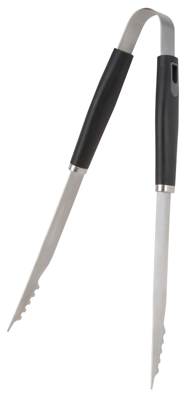 Omaha BBQ-22779-06 BBQ Tongs, 1.5 mm Gauge, Stainless Steel Blade, Stainless Steel, Plastic Handle, Straight Handle