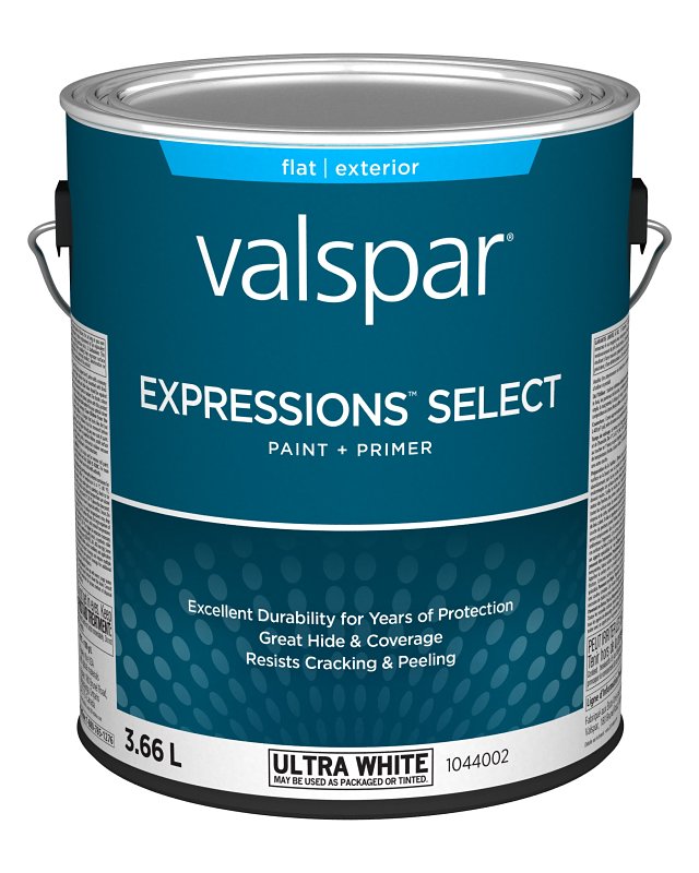 Expressions Select 029.1044002.007 Exterior Latex Paint and Primer, Acrylic, Flat, Ultra White, 1 gal