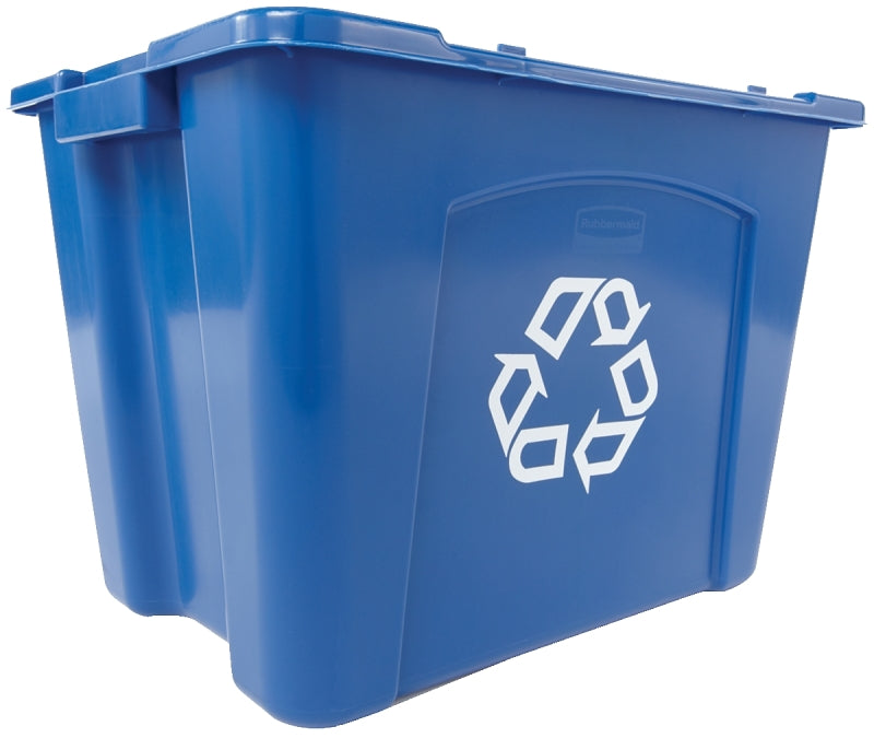 Rubbermaid FG571473BLUE Recycling Box, 14 gal Capacity, Resin, Blue, 20-3/4 in L x 16 in W x 14-3/4 in D Dimensions