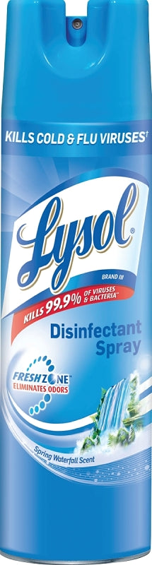Lysol 79326 Disinfectant Spray, 19 oz Can, Liquid, Spring Waterfall, Clear