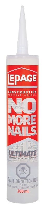 LePage 1654398 No More Nails Ultimate Clear Adhesive, Clear, 266 mL