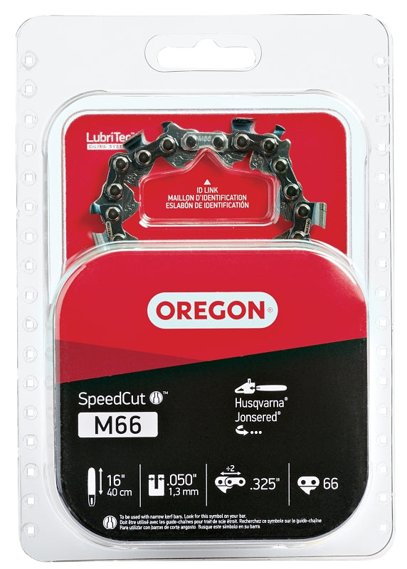 Oregon Micro-Lite M66 Chainsaw Chain, 16 in L Bar, 0.05 Gauge, 0.325 in TPI/Pitch, 66-Link