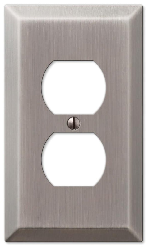 Amerelle Century 163DAN Outlet Wallplate, 4-15/16 in L, 2-7/8 in W, 1 -Gang, Steel, Antique Nickel, Screw Mounting