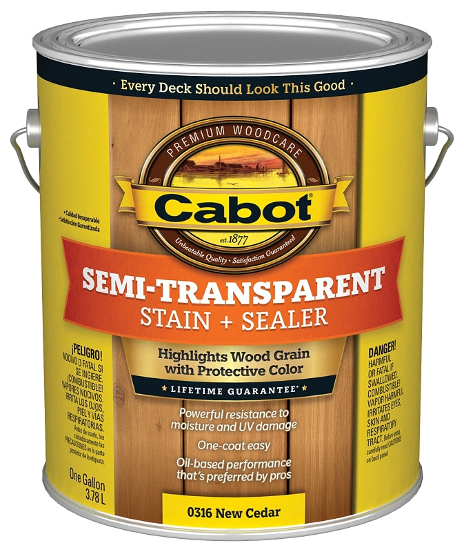 Cabot 140.0000316.007 Deck and Siding Stain, New Cedar, Liquid, 1 gal