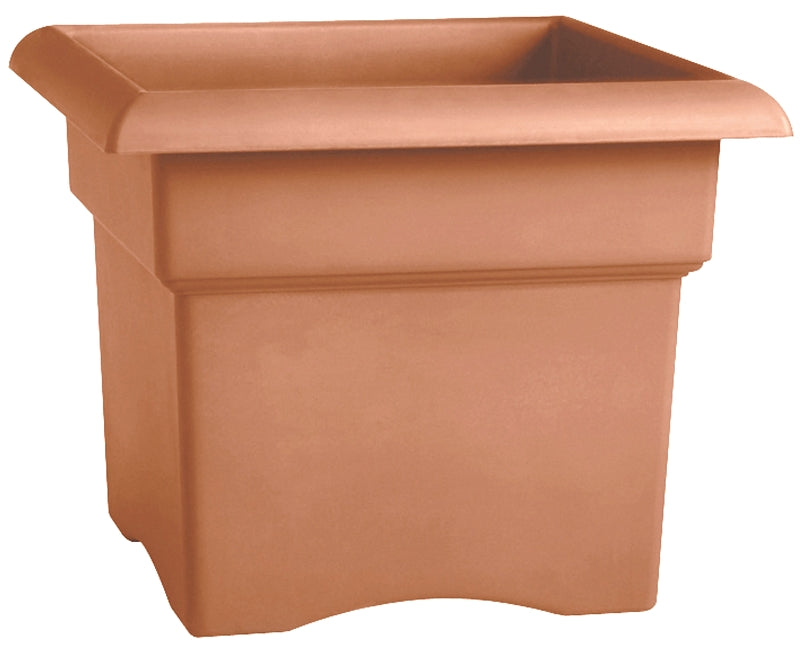 Bloem Veranda Square 57014C Deck Box Planter, 14 in W, Square, Plastic, Terra Cotta