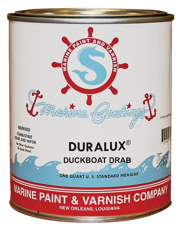 Duralux M691-4 Marine Enamel, Flat, Camouflage Duckboat Drab, 1 qt Can