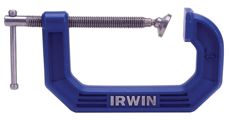 Irwin 2025102 C-Clamp, 10 lb Clamping, 2-1/2 in Max Opening Size, 1-3/8 in D Throat, Steel Body, Blue Body