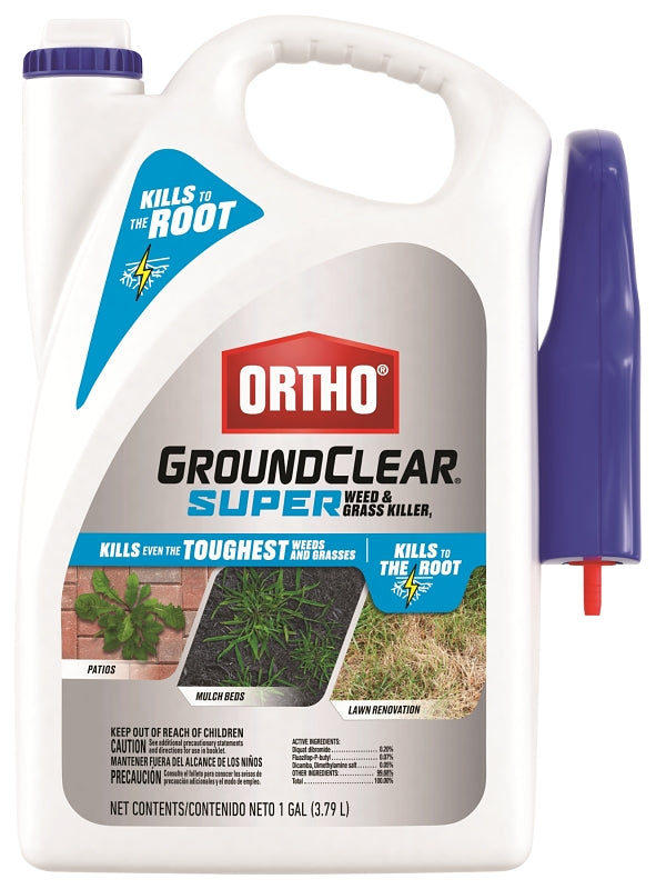 Ortho GroundClear 4652605 Weed and Grass Killer, Liquid, Light Yellow, 1 gal Jug