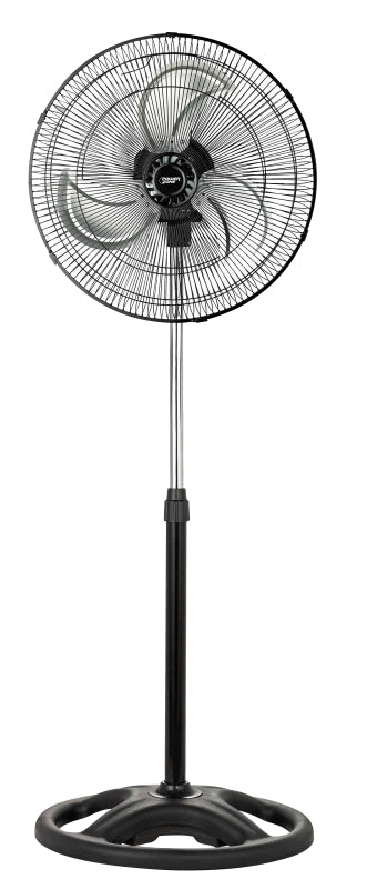 PowerZone CZHVP18EXP High-Velocity Pedestal Fan, 120 V, 0.83 A, 90 deg Sweep, 18 in Dia Blade, 3-Blade, Metal Blade