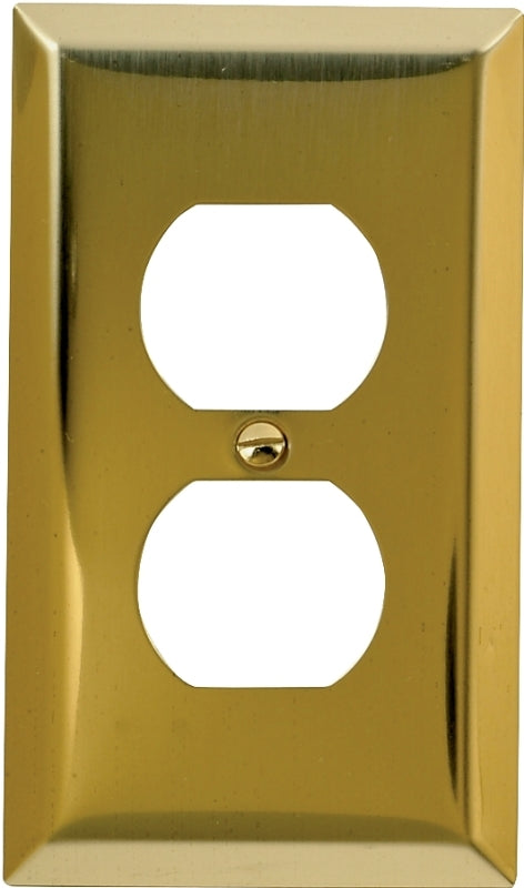 Amerelle 163DBR Receptacle Wallplate, 4-5/16 in L, 2-7/8 in W, 1 -Gang, Steel, Polished Brass