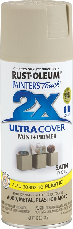 2X Ultra Cover 334067 Spray Paint, Satin, Fossil, 12 oz, Can