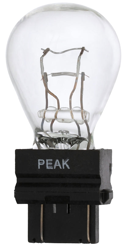 Peak 3157LL-BPP Miniature Automotive Bulb, 12.8 V, 27 W, Incandescent Lamp, Wedge, Clear