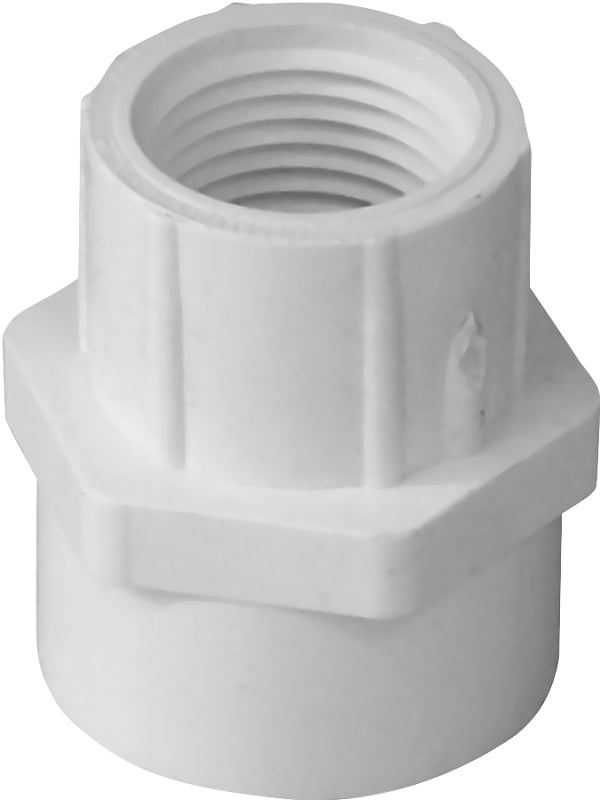 IPEX 435992 Reducing Pipe Adapter, 3/4 x 1/2 in, Socket x FPT, PVC, White, SCH 40 Schedule, 150 psi Pressure