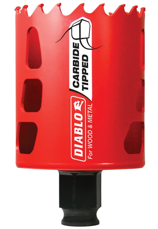 Diablo DHS2250CT GP Hole Saw, 2-1/4 in Dia, 2-3/8 in D Cutting, 3/8 in Arbor, Carbide Cutting Edge