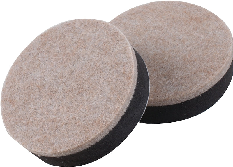 Shepherd Hardware 9408 Slider Pad, Felt Cloth, Beige, 2-1/2 in Dia, 1/2 in Thick, Round