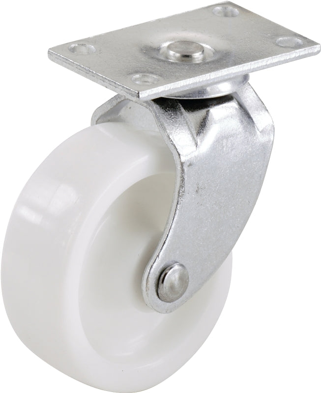 Shepherd Hardware 9052 Swivel Caster, 1-1/4 in Dia Wheel, 1-3/16 in W Wheel, Plastic Wheel, White, 40 lb