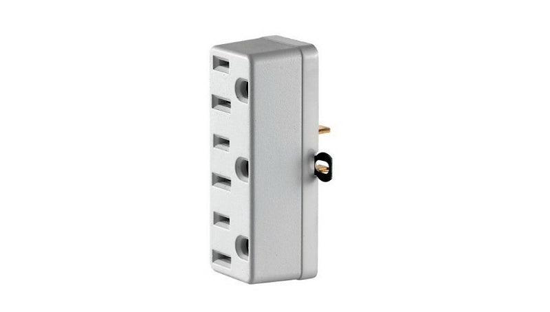 Leviton C22-00698-00W Triple Tap Outlet Adapter, 2 -Pole, 15 A, 125 V, 3 -Outlet, NEMA: NEMA 5-15R, White