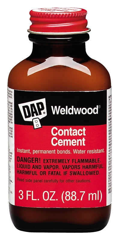 Weldwood 00107 Contact Cement, Liquid, Strong Solvent, Tan, 3 oz, Bottle