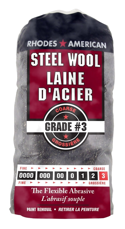 Rhodes American 10121158 Steel Wool, #3 Grit, Coarse, Gray