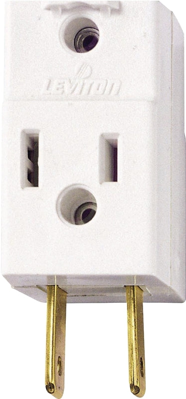 Leviton 002-00531-00W Triple Tap Outlet Adapter, 2 -Pole, 15 A, 125 V, 3 -Outlet, NEMA: NEMA 1-15R, White