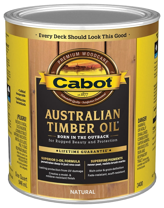 Cabot 3400 Series 140.0003400.005 Australian Timber Oil, Natural, Liquid, 1 qt