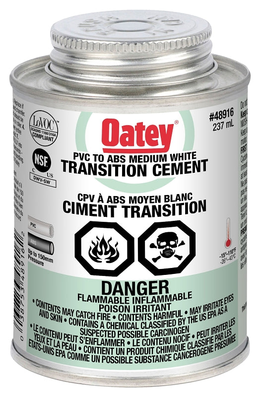 Oatey 31531 Transition Cement, Liquid, White, 236 mL