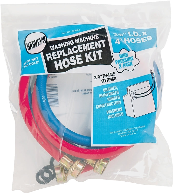 Harvey 093200 Washing Machine Inlet Hose, 3/8 in ID, 4 ft L, Female, EPDM Rubber