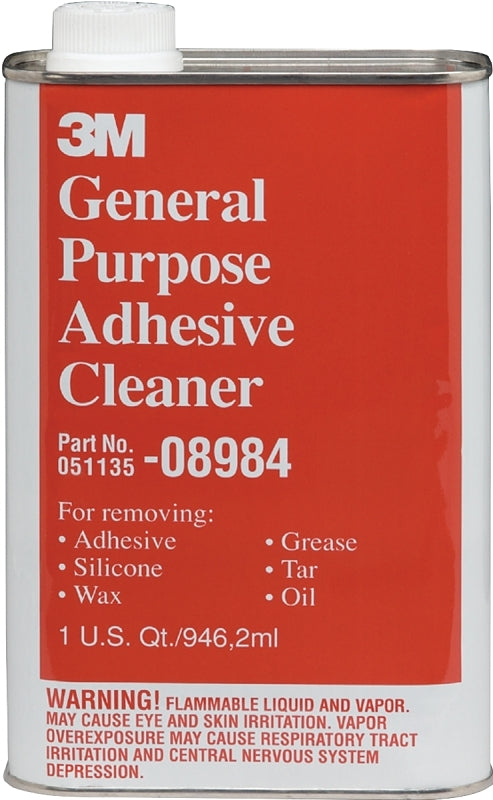 3M 08984 Adhesive Cleaner, Liquid, Solvent, Colorless, 1 qt, Can