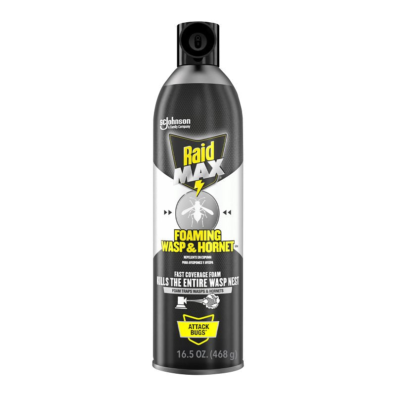 Raid Max 4476 Foaming Wasp and Hornet Killer, Foam, Spray Application, Outdoor, 16.5 oz Aerosol Can