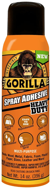 Gorilla 6301502 Spray Adhesive, Clear, 24 hr Curing, 14 oz