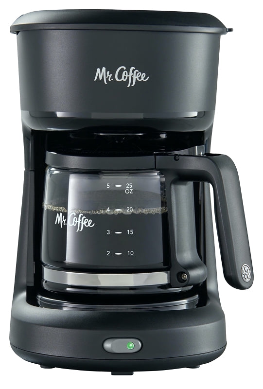 Mr. Coffee 2129512 Coffee Maker, 5 Cups, 25 oz Capacity, 650 W, Plastic, Black, Switch Control