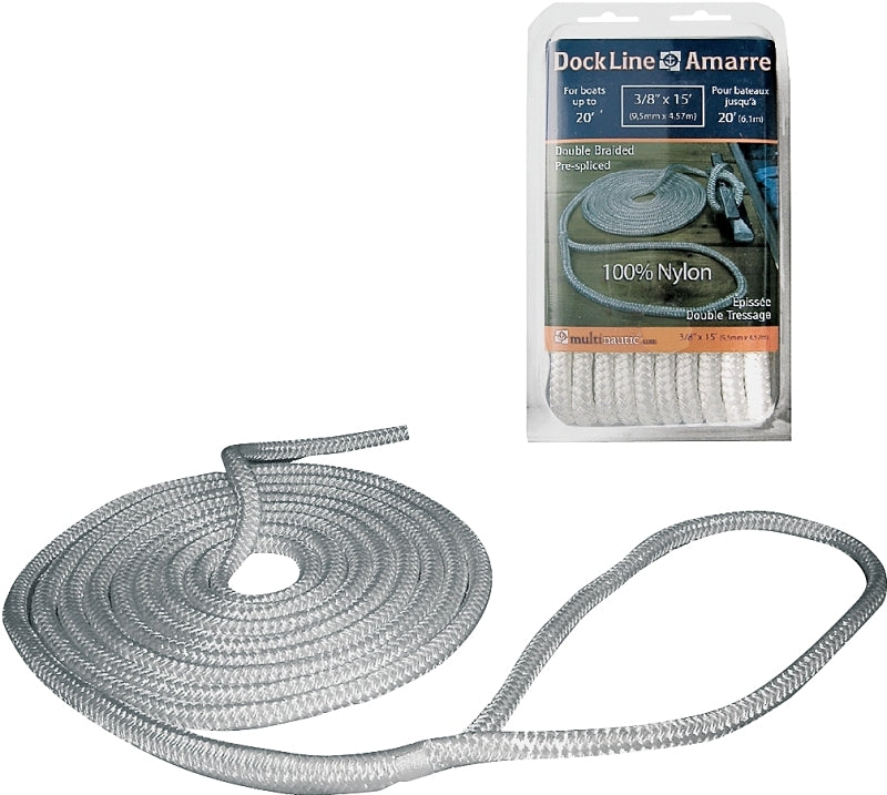 Multinautic 34900 Pre-Spliced Dock Line, Nylon, White