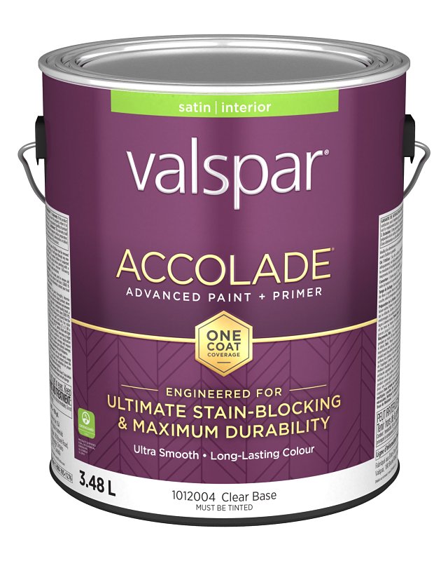 Accolade 029.1012004.007 Interior Paint and Primer, Acrylic, Satin, Clear, 1 gal, 37 sq-m Coverage Area