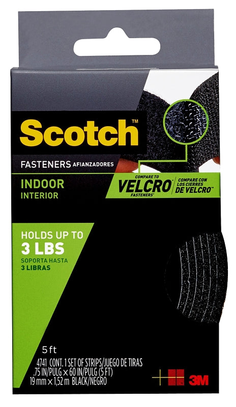 Scotch RF4741 Fastener, 3/4 in W, 5 ft L, Black, 1 lb