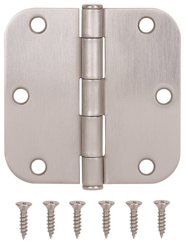 ProSource 20347SNX Door Hinge, Steel, Satin Nickel, Loose Pin, 180 deg Range of Motion, Screw Mounting