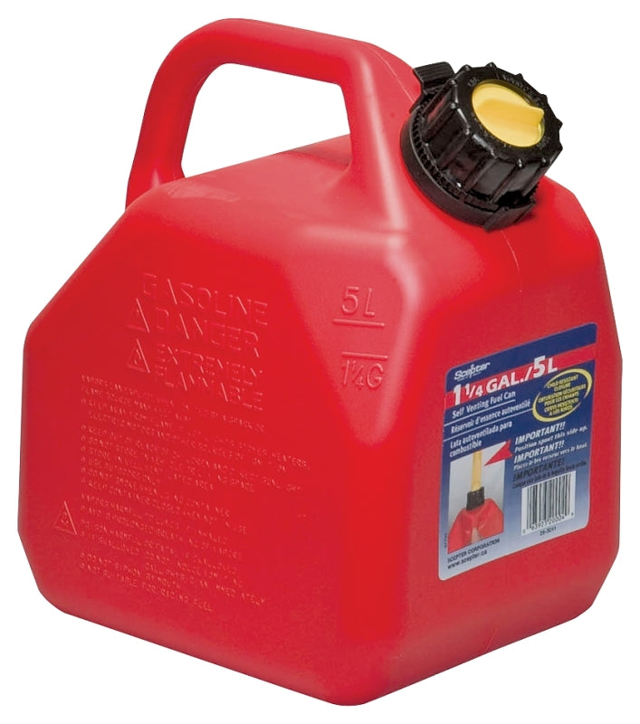 Scepter 07081 Gas Can with CRC, 1.25 gal Capacity, Polyethylene, Red