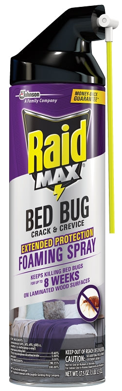 Raid Max 00166 Foaming Crack and Crevice Bed Bug Killer, 17.5 oz, Aerosol Can