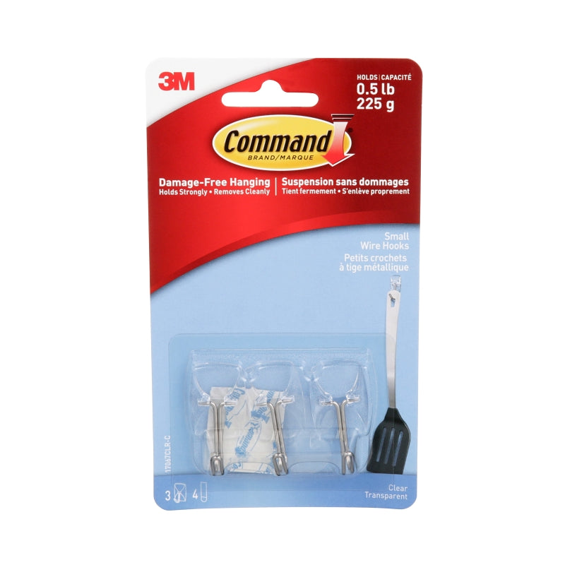 Command 17067CLR-C Utensil Hook, 0.5 lb, 3-Hook, Clear