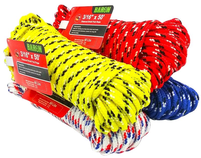 BARON 52617 Rope, 1/2 in Dia, 100 ft L, Polypropylene