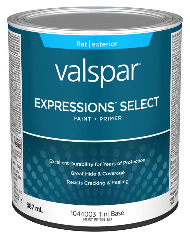 Expressions Select 029.1044003.005 Exterior Latex Paint and Primer, Acrylic, Flat, Tint Base, 1 qt