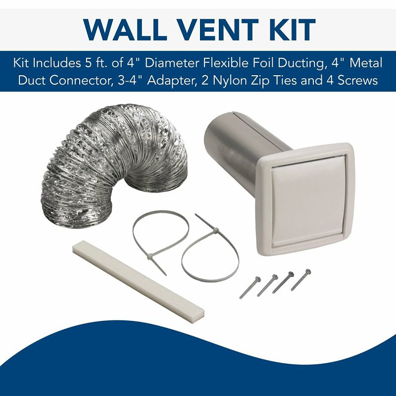 Broan WVK2A Wall Ducting Kit, Flexible, Metal, White