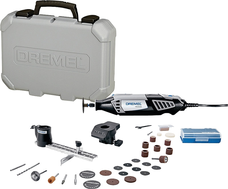 Dremel 4000-2/30 Rotary Tool Kit, 1.6 A, 1/32 to 1/8 in Chuck, Keyed Chuck, 5000 to 35,000 rpm Speed